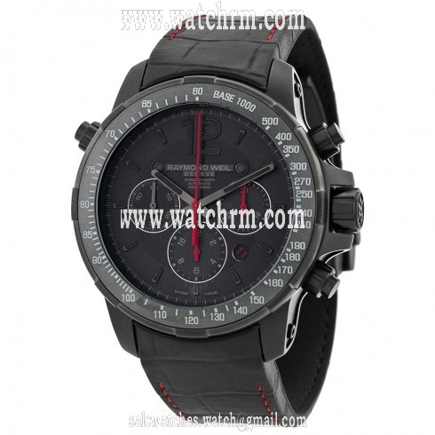 Raymond Weil Nabucco Black Dial Black Leather Chronograph Men's Watch 7850-BSF-05207
