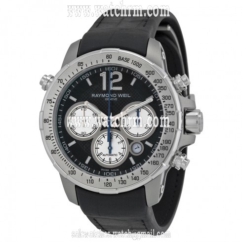 Raymond Weil Nabucco Black Dial Titanium Stainless Steel Rubber Men's Watch 7700-TIR-05207