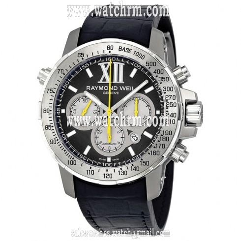 Raymond Weil Nabucco Chronograph Black Dial Black Leather Men's Watch 7800-TIR-00207