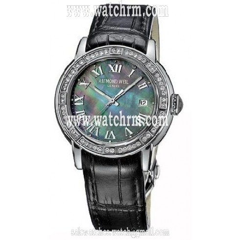Raymond Weil Parsifal Automatic Black Mother of Peal Black Leather Men's Watch 2841-SL2-00278