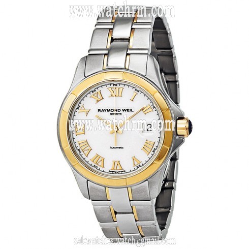 Raymond Weil Parsifal Automatic White Dial 18 kt Yellow Gold and Steel Men's Watch 2970-SG-00308