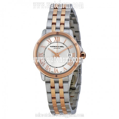 Raymond Weil Tango Silver Dial Steel and Rose Gold PVD Ladies Watch 5391-SB5-00658