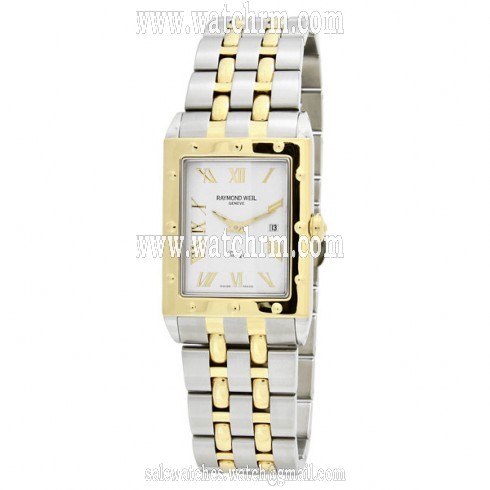 Raymond Weil Tango Square Silver Dial Stainless Steel and 18kt Yellow Gold Men's Watch 5381-STP-00308