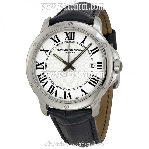 Raymond Weil Tango White Black Leather Men's Watch 5591-L1-00300