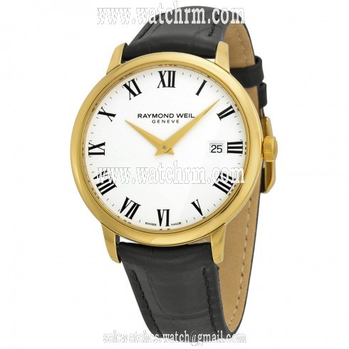 Raymond Weil Toccata White Dial Black Leather Strap Men's Watch 5488-PC-00300