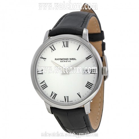 Raymond Weil Toccata White Dial Black Leather Strap Men's Watch 5588-STC-00300