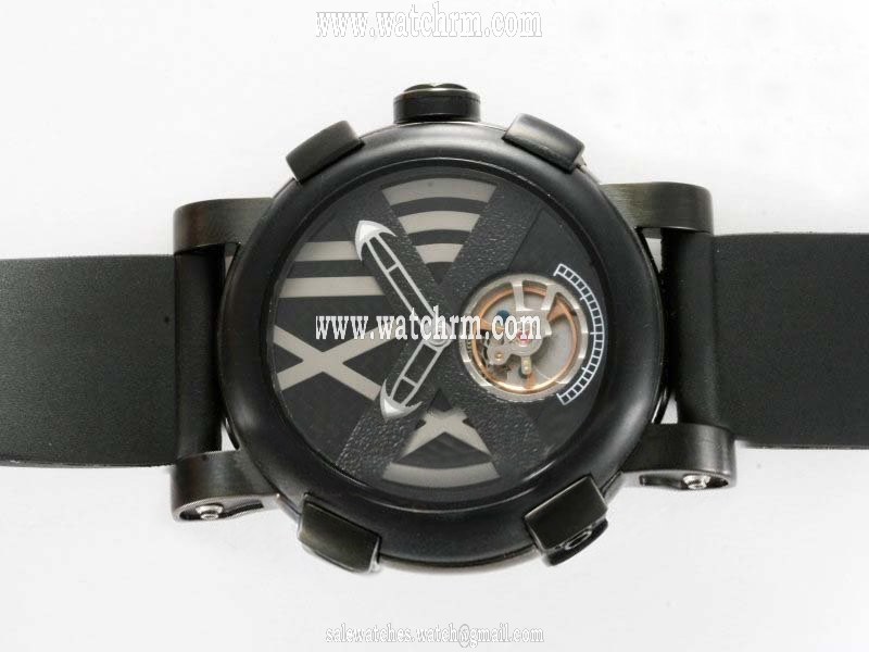 Romain Jerome Ceramic variations TO.T.BBBBB.00.BB Black Rubber Strap 46mm Black Dial Watch