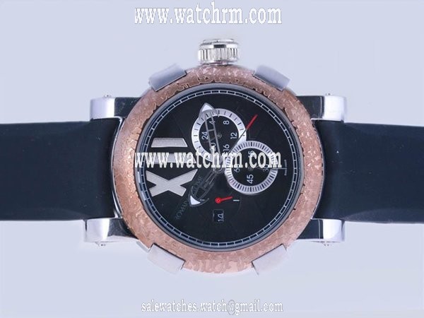 Romain Jerome Chronographes CH.T.OXY3.BBBB.00.BB Black Dial Black Rubber Strap Round Watch