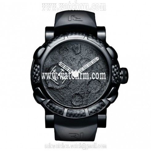 Romain Jerome Moon Dust Black Mood Black Dial Rubber Strap Men's Watch MB.FB.BBBB.00