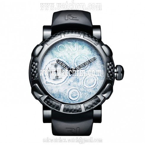 Romain Jerome Moon Dust Black Mood White Dial Black Rubber Men's Watch MWFBBBBB00