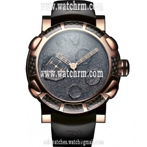 Romain Jerome Moondust Gold Mood Black Dial Rubber Men's Watch MB.F2.22BB.00