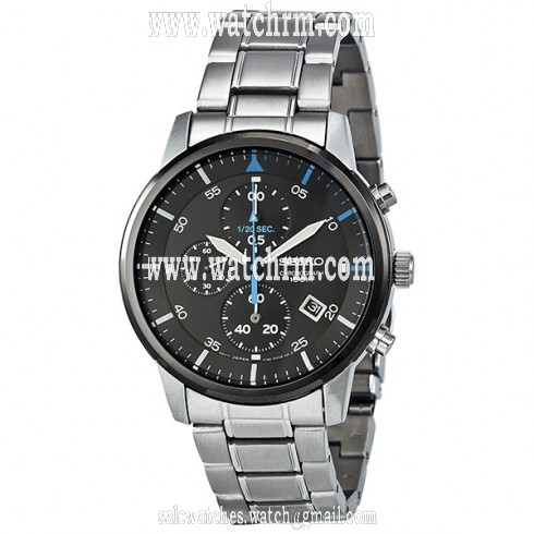 Seiko Chronograph Black Dial Stainless Steel Men's Watch SNDE07