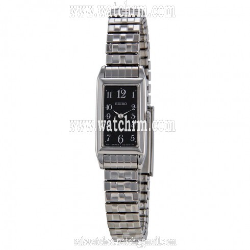 Seiko Solar Black Dial Stainless Steel Ladies Watch SUP227