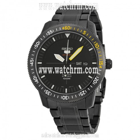 Seiko 5 Automatic Black Dial Black Ion-plated Men's Watch SRP569