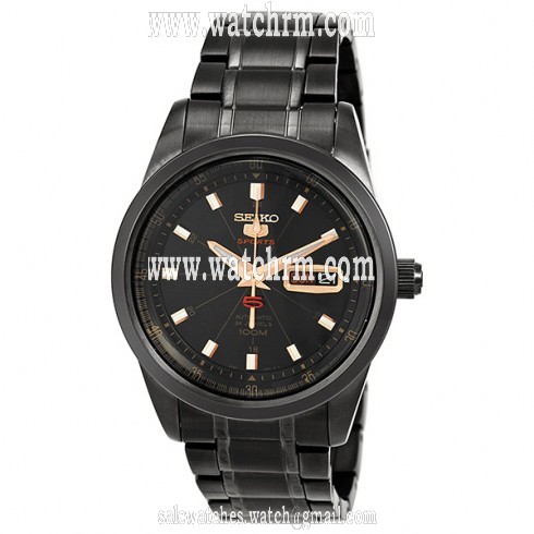 Seiko 5 Automatic Black Dial  Black PVD Stainless Steel Men's Watch SRP413