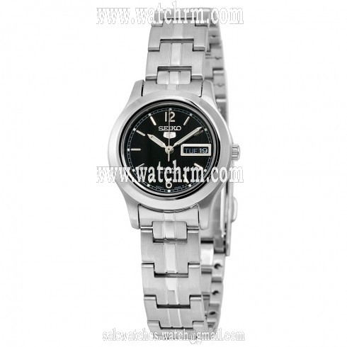 Seiko 5 Automatic Black Dial Stainless Steel Ladies Watch SYMD99