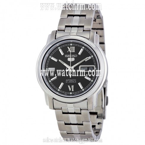 Seiko 5 Automatic Black Dial Stainless Steel Men's Watch SNKK81