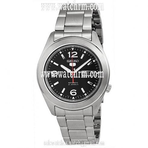 Seiko 5 Automatic Black Dial Stainless Steel Men's Watch SNKM77