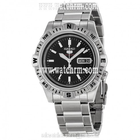 Seiko 5 Automatic Black Dial Stainless Steel Men's Watch SRP137