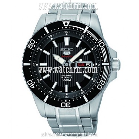 Seiko 5 Automatic Black Dial Stainless Steel Men's Watch SRP553