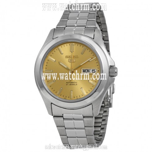 Seiko 5 Automatic Champagne Dial Link Bracelet Men's Watch SNKK91