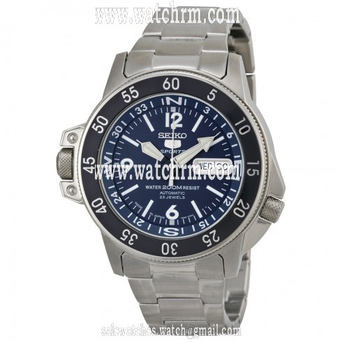 Seiko 5 Dark Blue Dial Stainless Steel Compass Automatic Men's Watch SKZ209J1