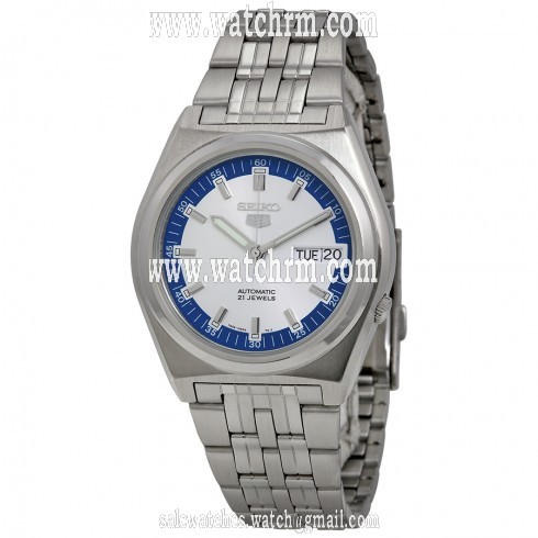 Seiko 5 Automatic Silver and Blue Dial Stainless Steel Men's Watch SNK645