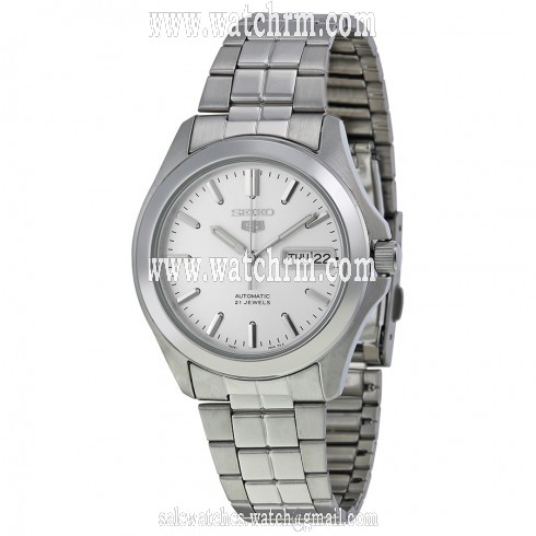 Seiko 5 Automatic Silver Dial Link Bracelet Men's Watch SNKK87