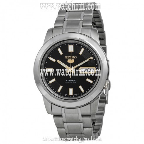 Seiko 5 Automatic Stainless Steel Black Dial Men's Watch SNKK17