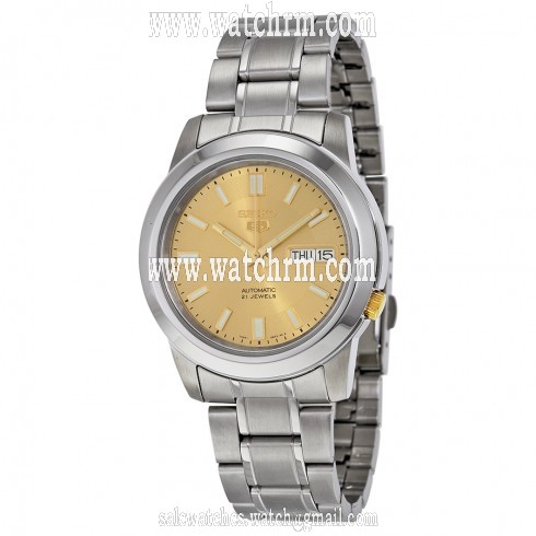 Seiko 5 Automatic Stainless Steel Gold Dial Men's Watch SNKK13
