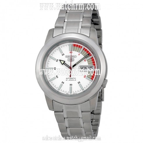 Seiko 5 Automatic Stainless Steel White Dial Men's Watch SNKK25