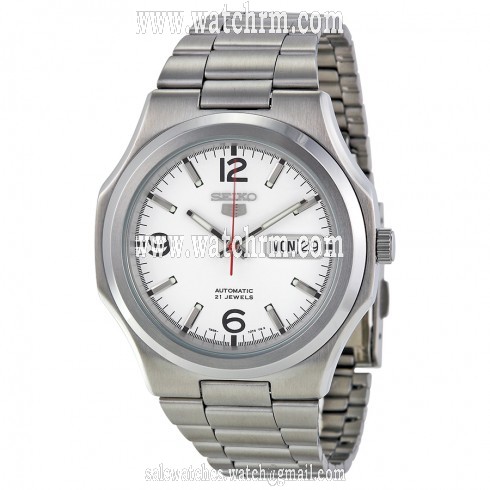 Seiko 5 Automatic White Dial Stainless Steel Men's Watch SNKK55