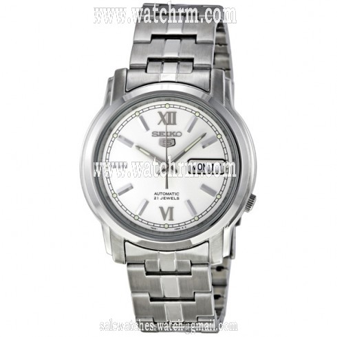 Seiko 5 Automatic White Dial Stainless Steel Men's Watch SNKK77