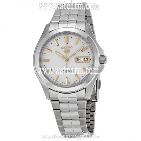 Seiko 5 Automatic White Dial Stainless Steel Men's Watch SNKK89