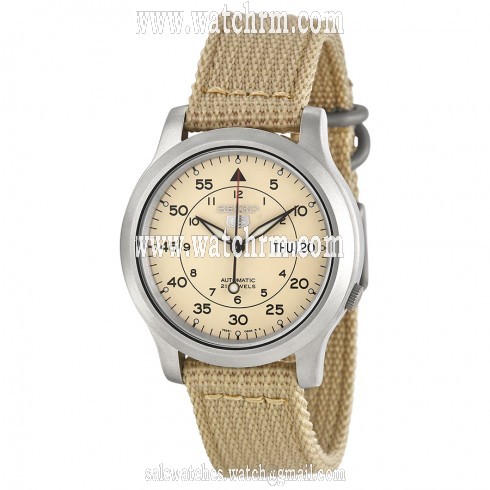 Seiko 5 Beige Dial Beige Canvas Men's Watch SNK803