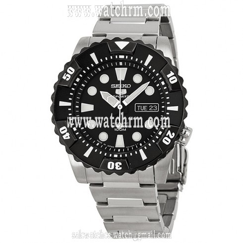 Seiko 5 Black Dial Automatic Stainless Steel Men's Watch SNZJ19J1