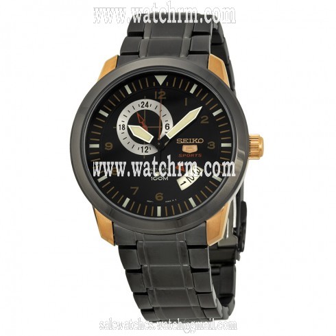 Seiko 5 Automatic  Black Dial Black IP Stainless Steel Men's Watch SSA212