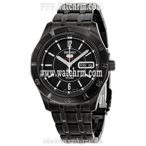Seiko 5 Black Dial Black PVD Men's Watch SRP299