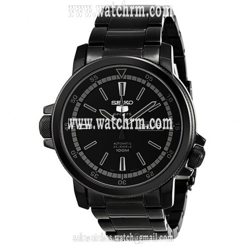Seiko 5 Black Dial Black PVD Stainless Steel Men's Watch SNZJ67