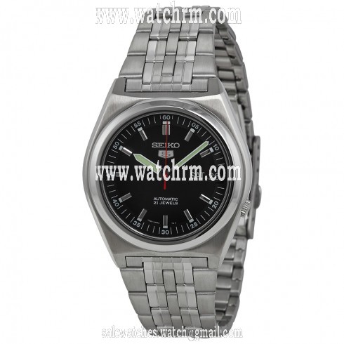 Seiko 5 Black Dial Stainless Steel Automatic Men's Watch SNK649