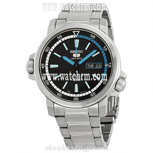 Seiko 5 Black Dial Stainless Steel Automatic Men's Watch SNZJ65