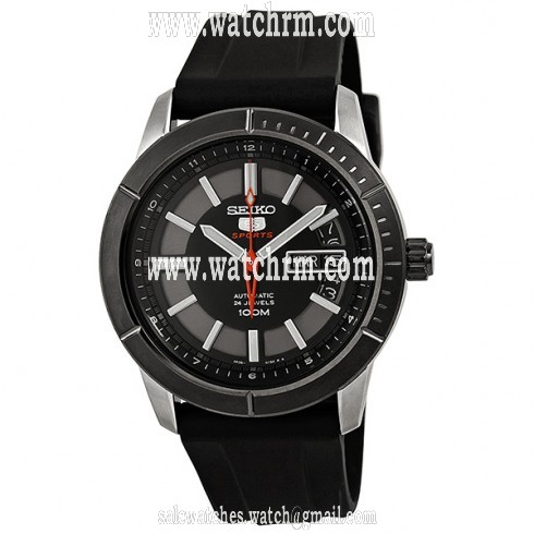 Seiko 5 Black Dial Stainless Steel Black Rubber Men's Watch SRP341K2
