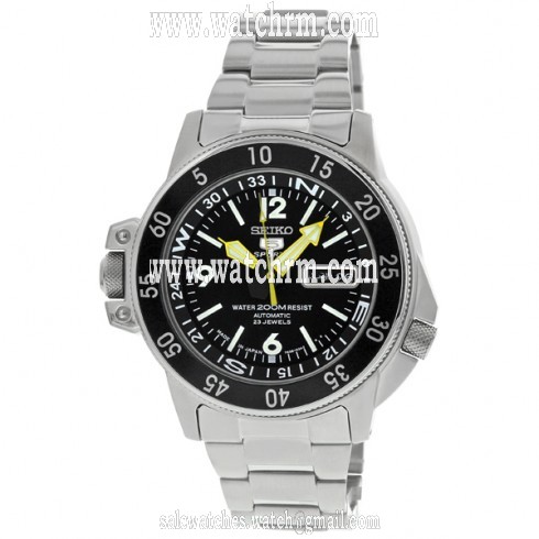 Seiko 5 Black Dial Stainless Steel Compass Automatic Men's Watch SKZ211J1
