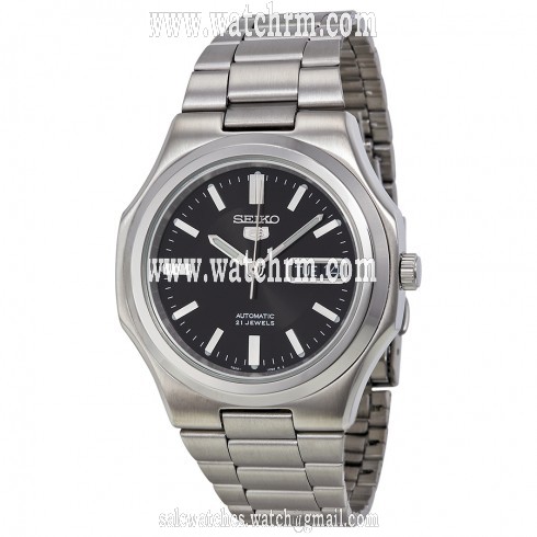 Seiko 5 Black Dial Stainless Steel Men's Watch SNKK47
