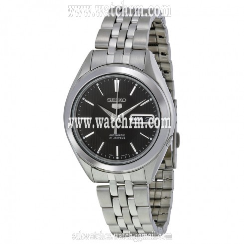 Seiko 5 Black Dial Stainless Steel Men's Watch SNKL23