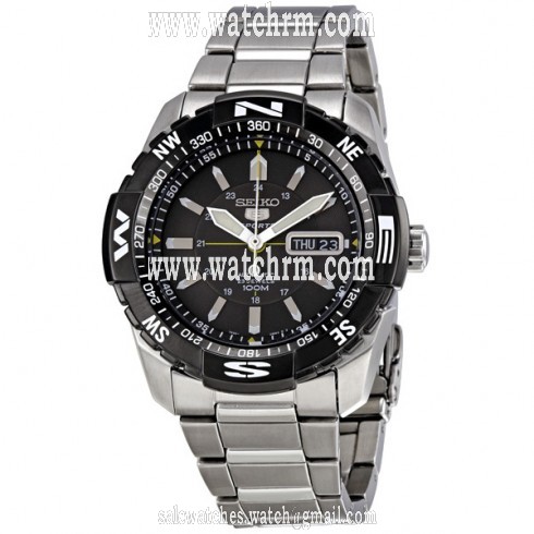 Seiko 5 Black Dial Stainless Steel Men's Watch SNZJ07