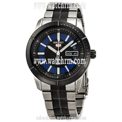 Seiko 5 Blue and Black Dial Two-tone Stainless Steel Men's Watch SRP343