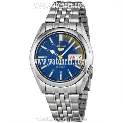 Seiko 5 Blue Dial Stainless Steel Automatic Men's Watch SNK371