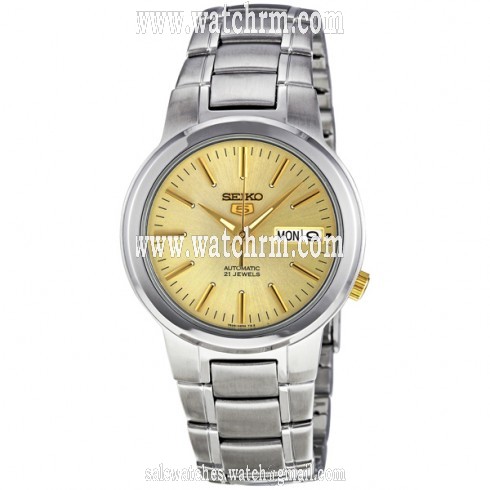 Seiko 5 Champagne Dial Stainless Steel Automatic Men's Watch SNKA03