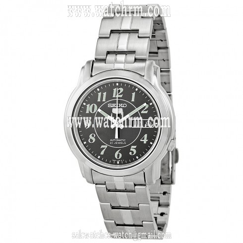 Seiko 5 Easy Reader Automatic Black Dial Stainless Steel Men's Watch SNKL93
